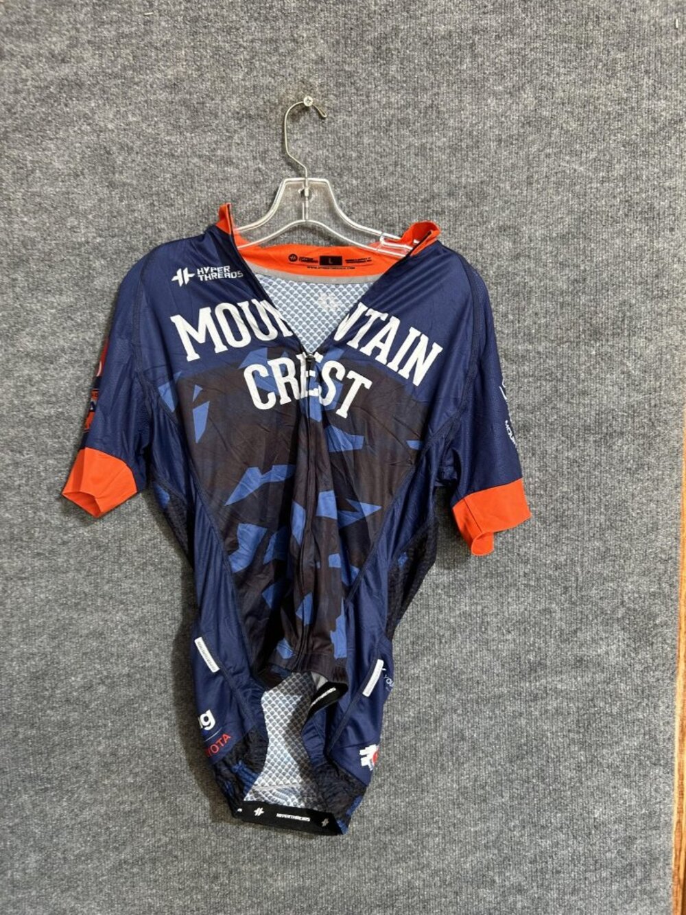 Hyperthreads Cycling Jersey Mens Large Blue Mountain Crest Zip Bike Team